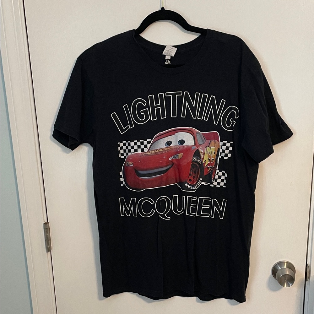Disney Pixar Lightning McQueen Black T-Shirt men’s Large